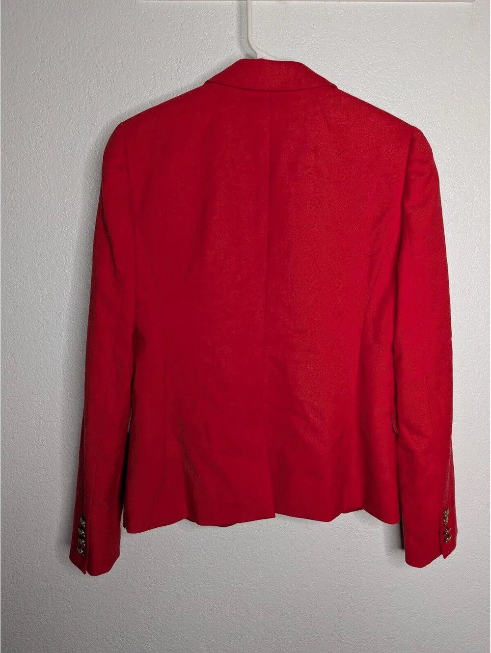 J.Crew Red Wool Blend Schoolboy Blazer Gold Buttons Size 4